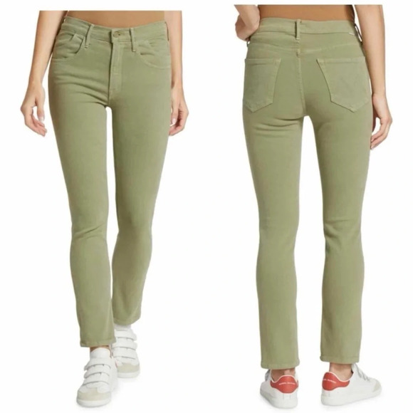 MOTHER Stash Mid Rise Dazzler Ankle Jeans Sz 25 Second Chance Green Rinse - Picture 1 of 6